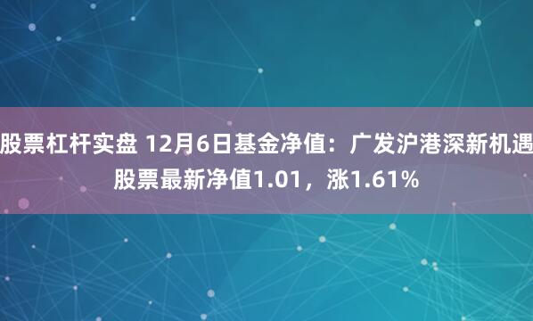 股票杠杆实盘 12月6日基金净值：广发沪港深新机遇股票最新净值1.01，涨1.61%
