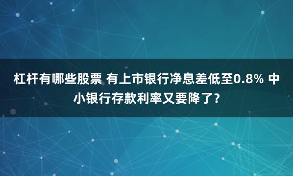 杠杆有哪些股票 有上市银行净息差低至0.8% 中小银行存款利率又要降了？