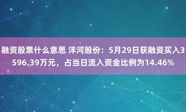 融资股票什么意思 洋河股份：5月29日获融资买入3596.39万元，占当日流入资金比例为14.46%
