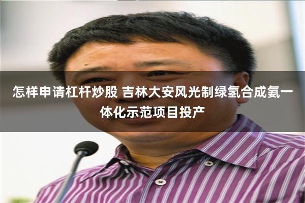 怎样申请杠杆炒股 吉林大安风光制绿氢合成氨一体化示范项目投产