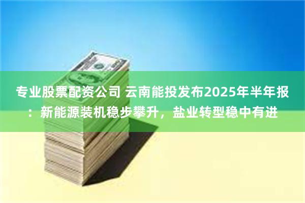 专业股票配资公司 云南能投发布2025年半年报：新能源装机稳步攀升，盐业转型稳中有进