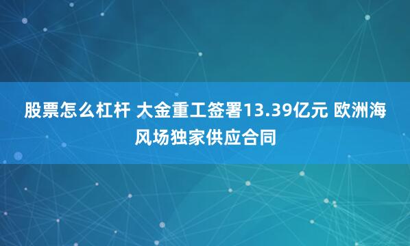 股票怎么杠杆 大金重工签署13.39亿元 欧洲海风场独家供应合同