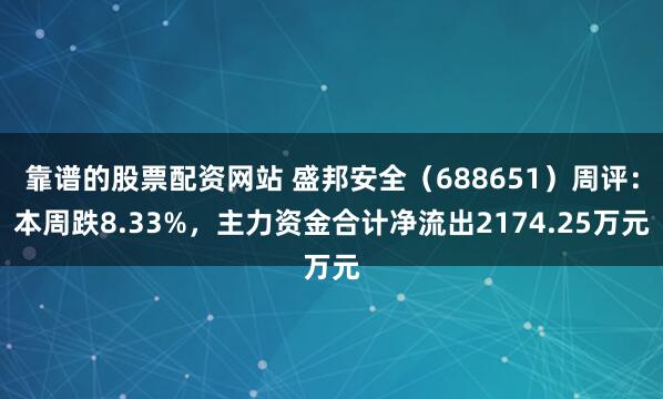 靠谱的股票配资网站 盛邦安全（688651）周评：本周跌8.33%，主力资金合计净流出2174.25万元